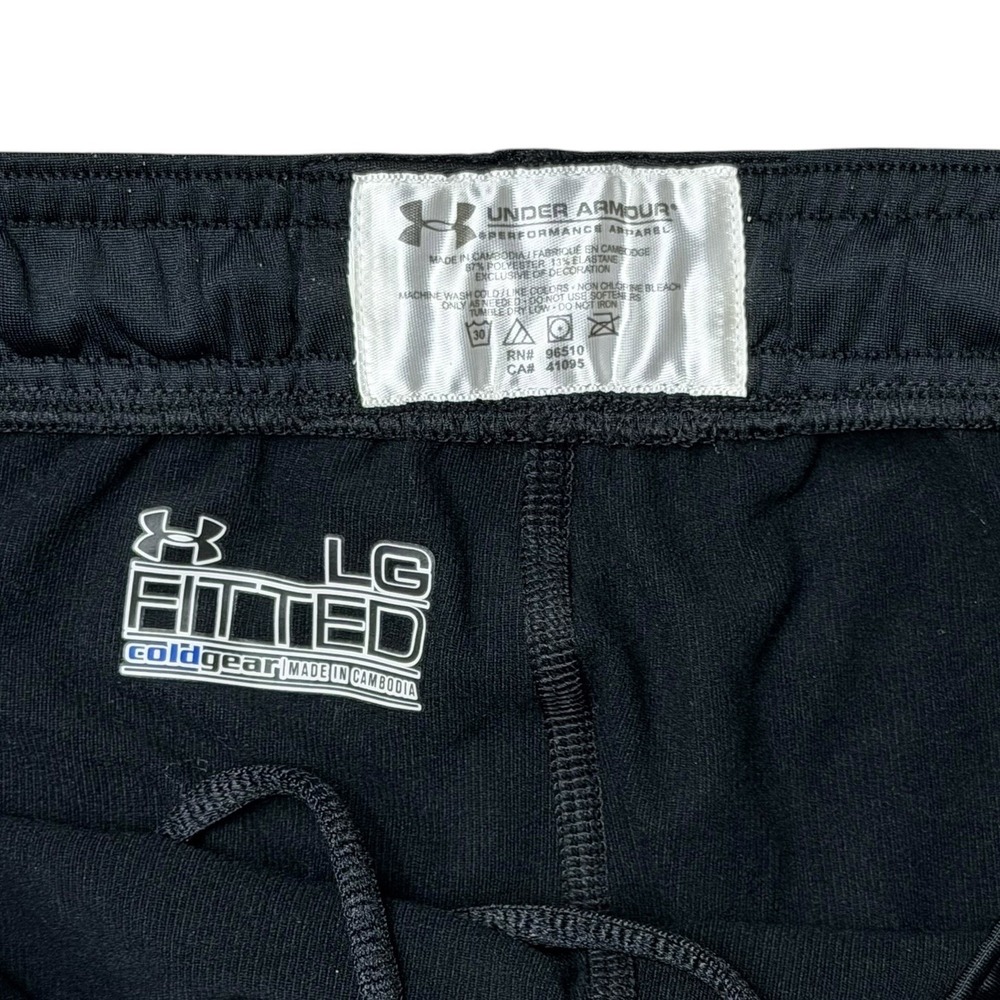 (2)Under Armour ColdGear Mens Fitted Leggings Black Compression Base Pants Large - Picture 5 of 8